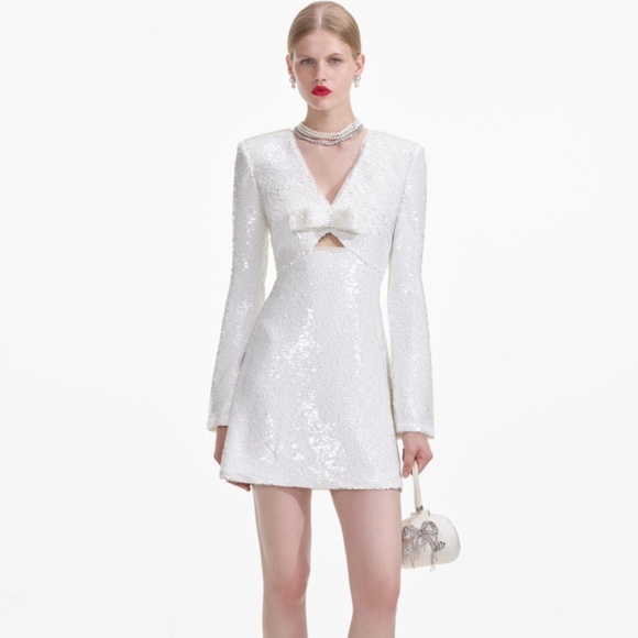 Self-Portrait Dresses & Skirts - self-portrait White Sequin Mini Dress Size US8 - MSRP $585 -  NWT